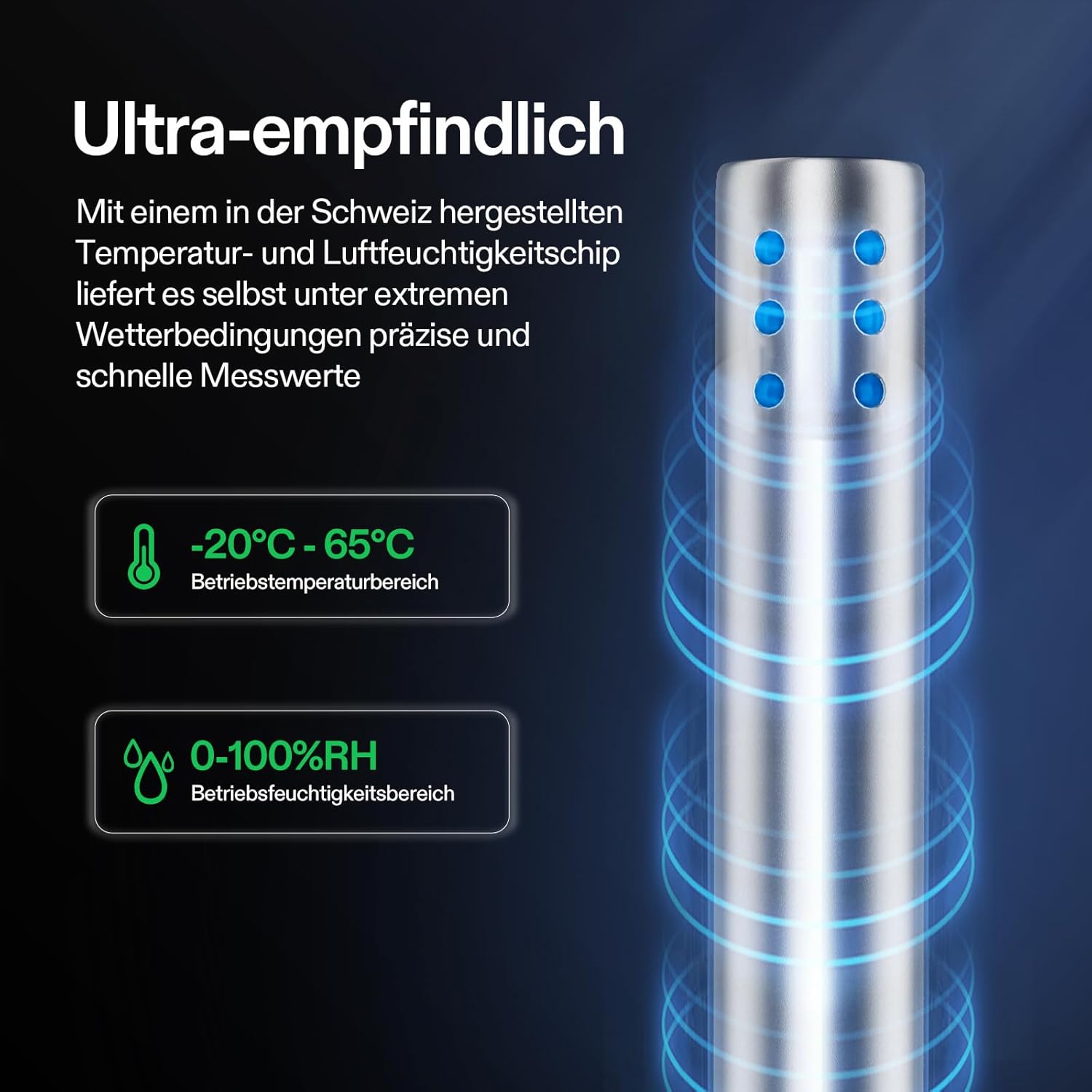 VIVOSUN Temperatur- & Feuchtigkeitssensor-Sonde 3m