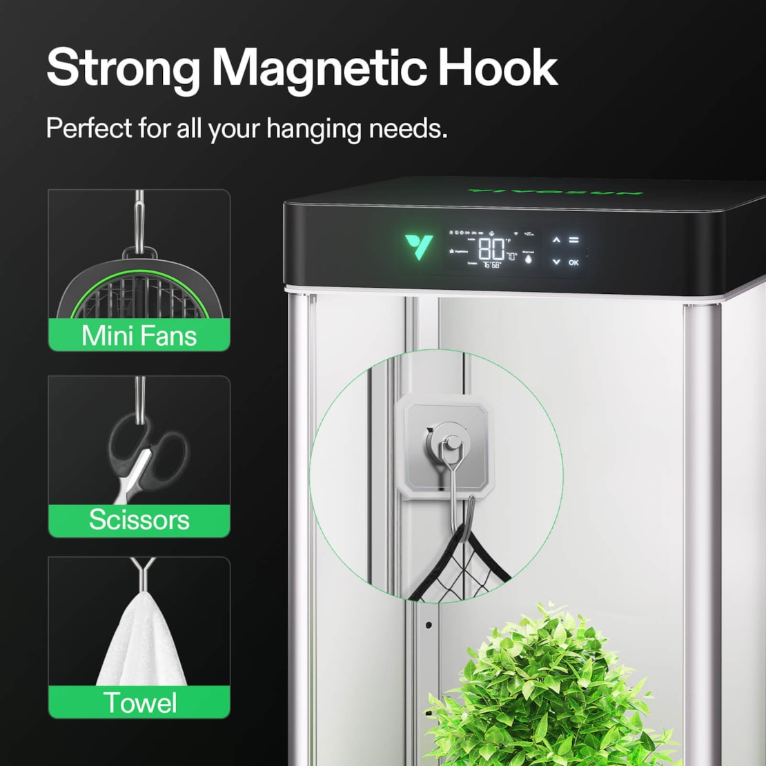 VIVOSUN Zusatzsockel und Magnethaken für VGrow Smart – 4er Set