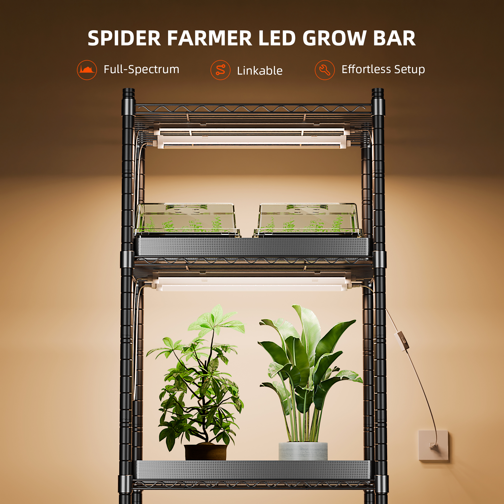 Spider Farmer GlowBar 25 LED Pflanzenlicht-Leisten 200 W 8er-Set