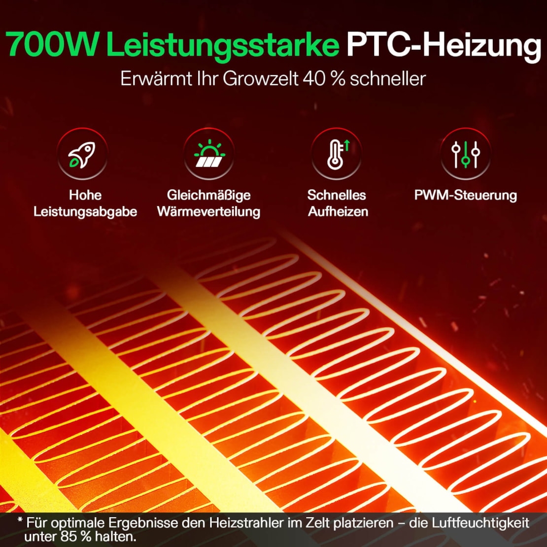 VIVOSUN AeroFlux Smart Growzelt Heizung 700W mit VPD-Steuerung