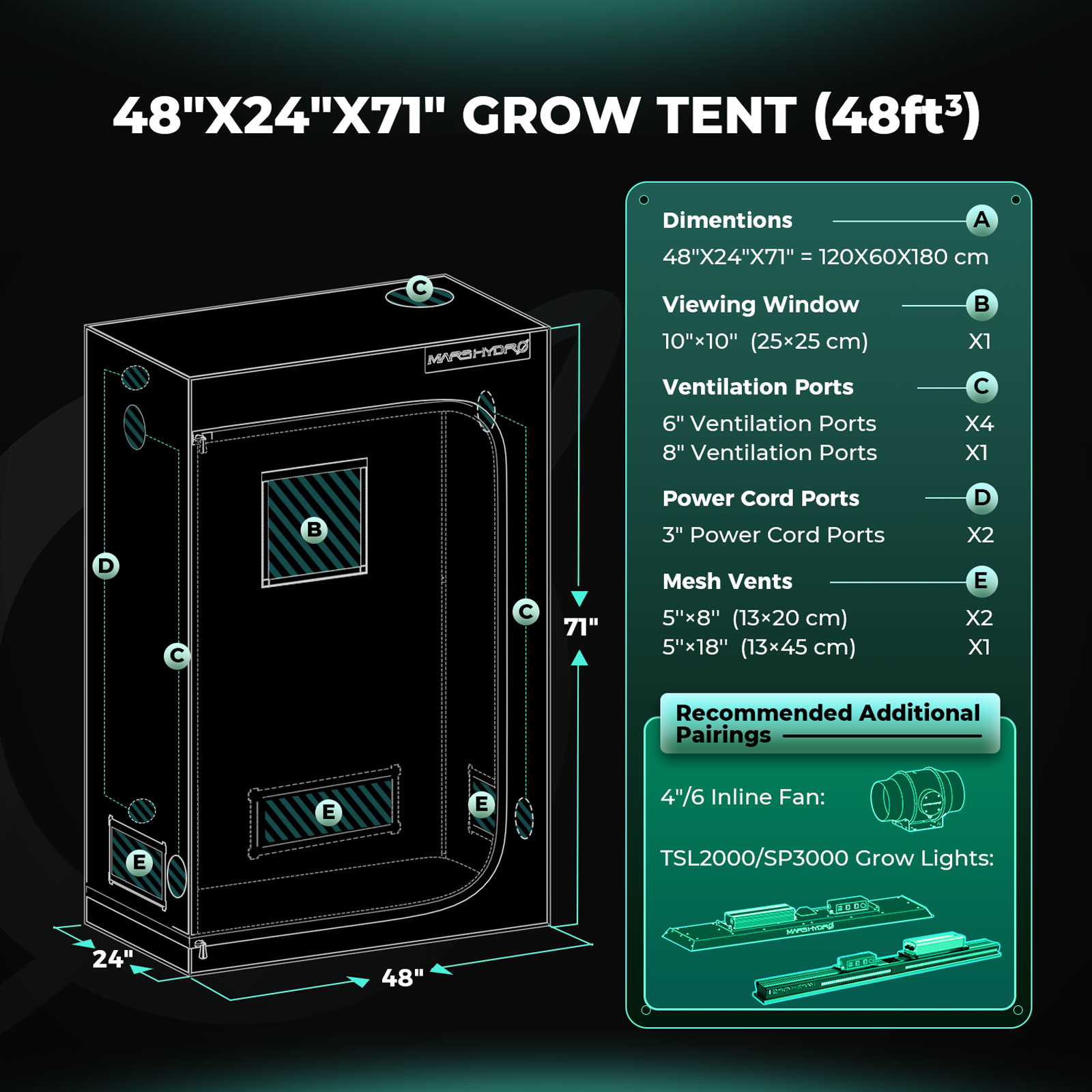 Mars Hydro Growbox 120x60x180 cm