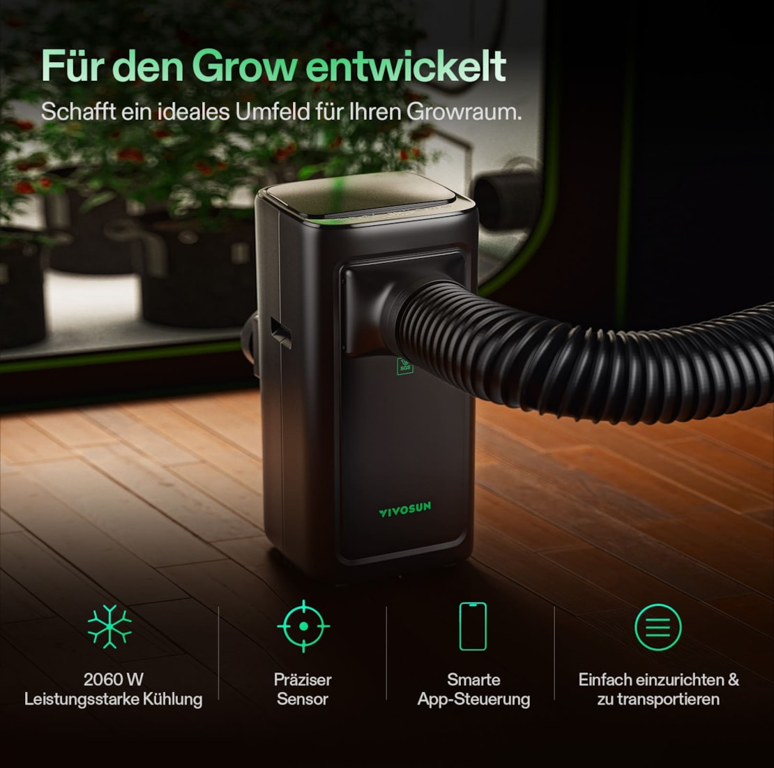VIVOSUN AeroLush C08 Intelligentes Klimagerät 4-in-1 für Growzelte