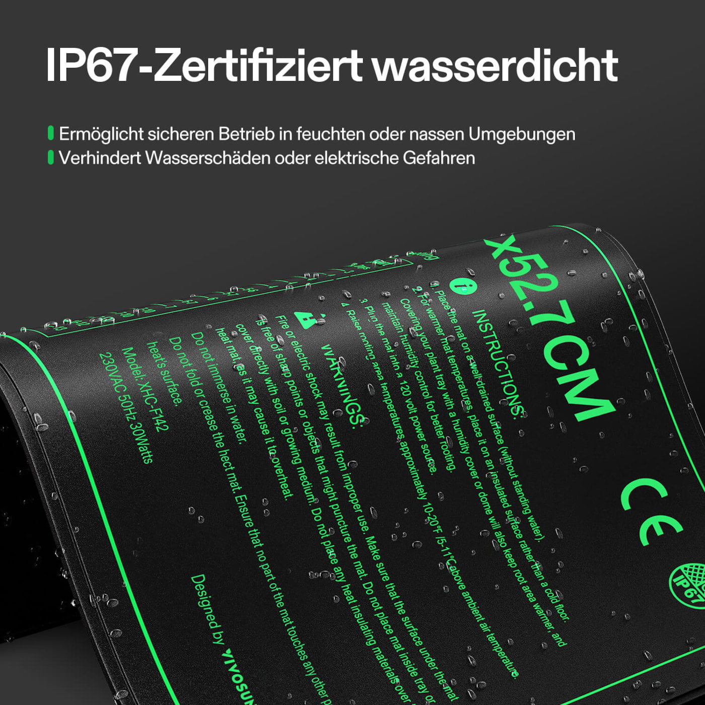 VIVOSUN Heizmatte 25,4 × 52,9 cm mit digitalem Thermostat - 3er Pack