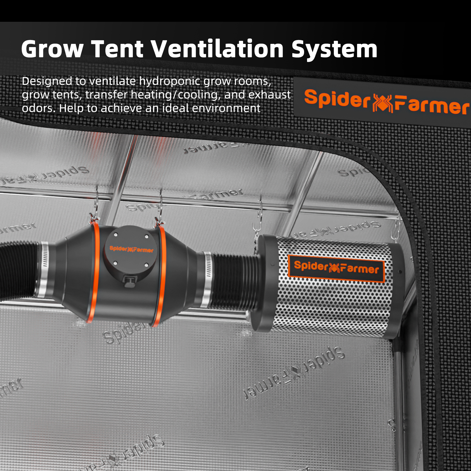 Spider Farmer Abluftset mit GGS Controller bis 350 m³/h