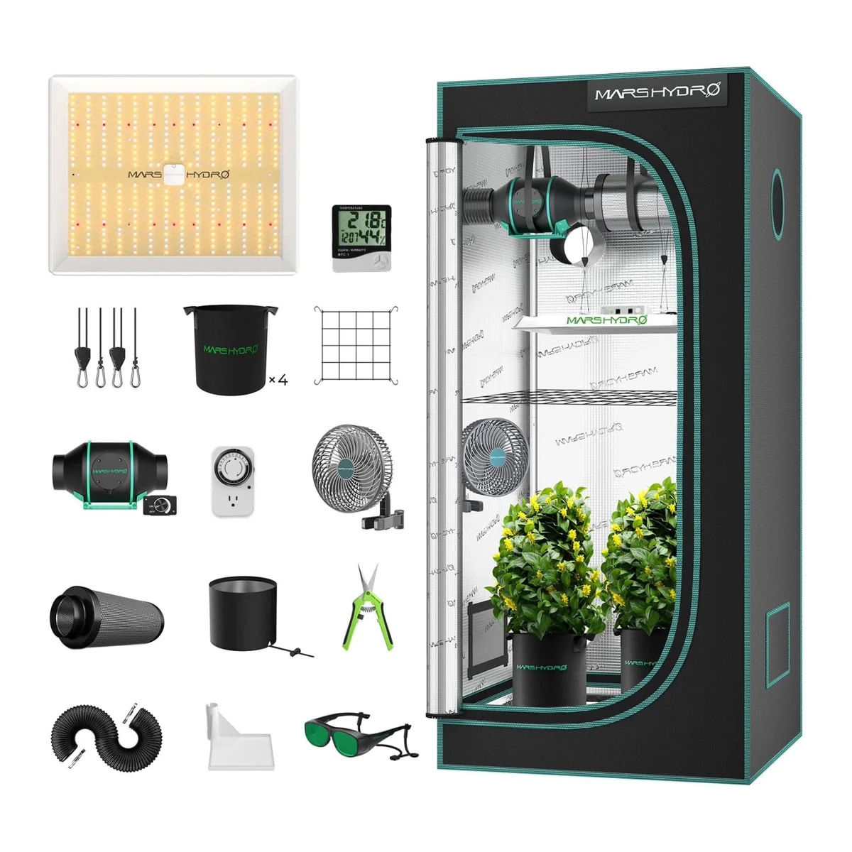 Mars Hydro TS1000 Growbox Komplettset 150W LED 80x80x160 cm