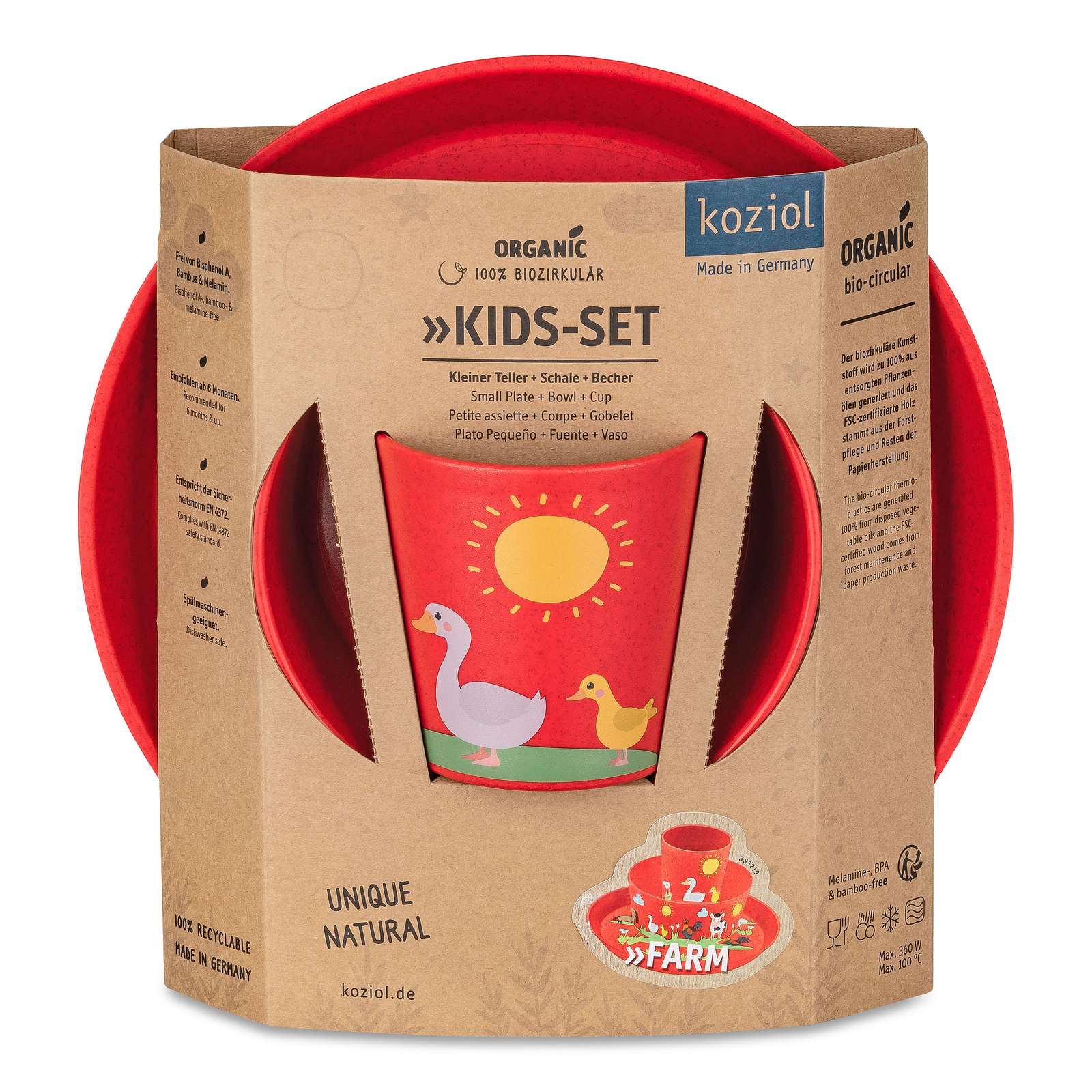 Koziol CONNECT FARM Kleiner Teller + Schale + Becher 3er-Set 1430676