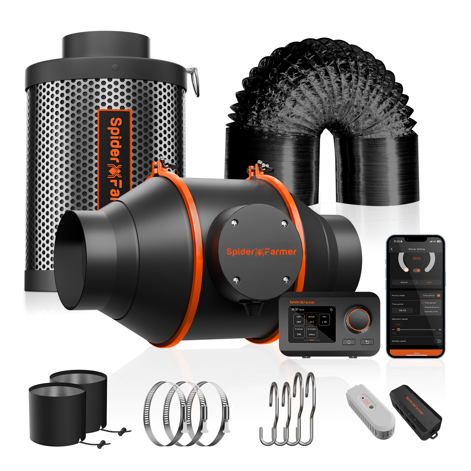 Spider Farmer Abluftset mit GGS Controller bis 350 m³/h
