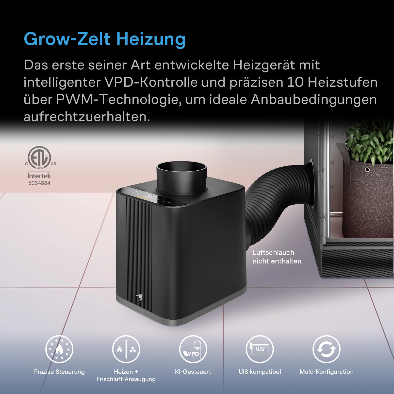 AC Infinity Thermoforge T7, Heizgerät für Pflanzen, intelligente VPD-Steuerung