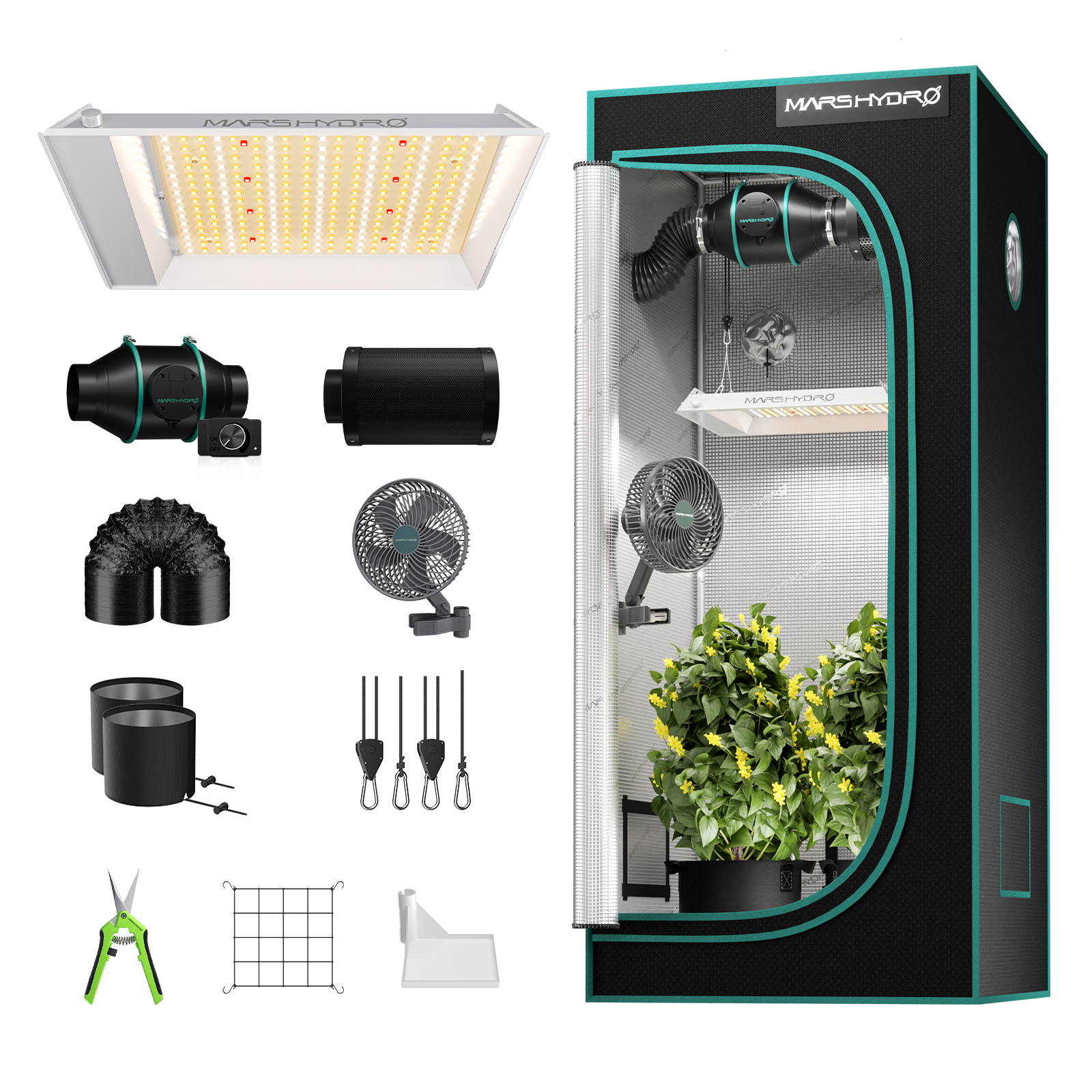 Mars Hydro TS600 Growbox Komplettset 100W LED 60x60x140 cm