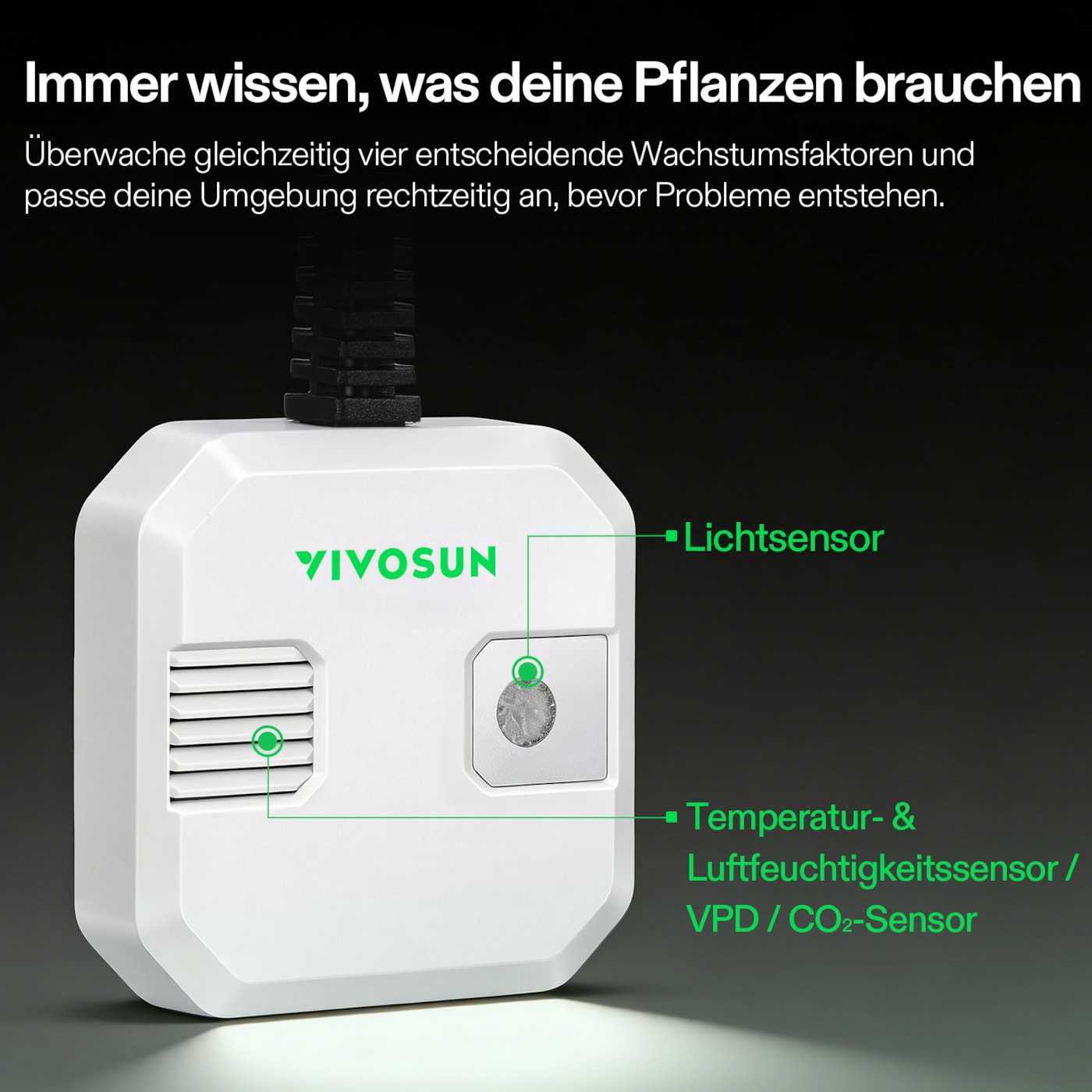 VIVOSUN 4-in-1 Sensor mit CO₂ Temperatur Luftfeuchtigkeit und VPD