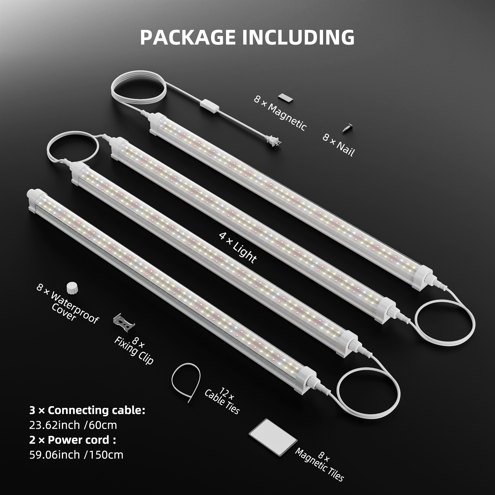 Spider Farmer GlowBar 20D dimmbare LED-Leisten 80 W 4er-Set