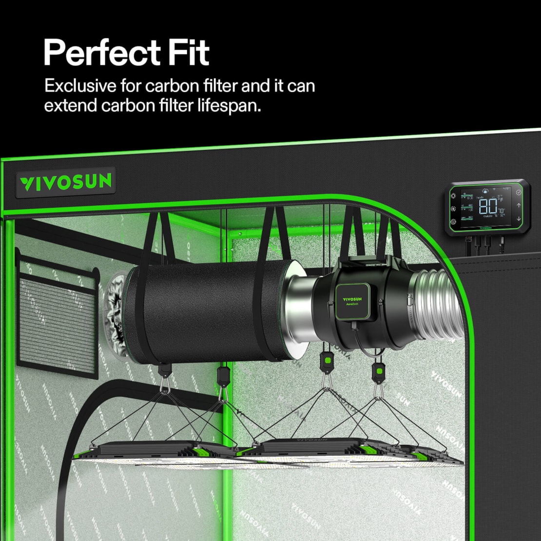 VIVOSUN 10 cm Vorfilter für Aktivkohlefilter – Schwarz 2er-Pack