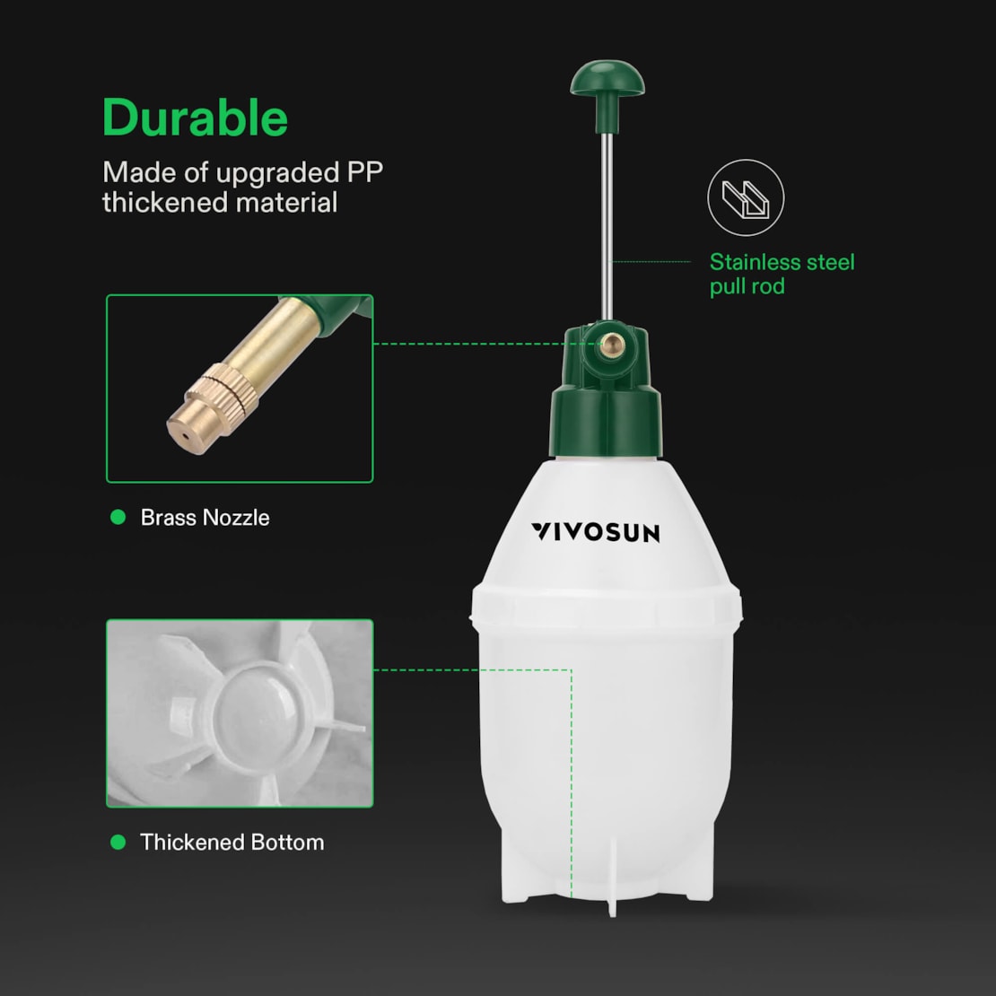 VIVOSUN Hand-Drucksprüher 1,5 Liter - Grün