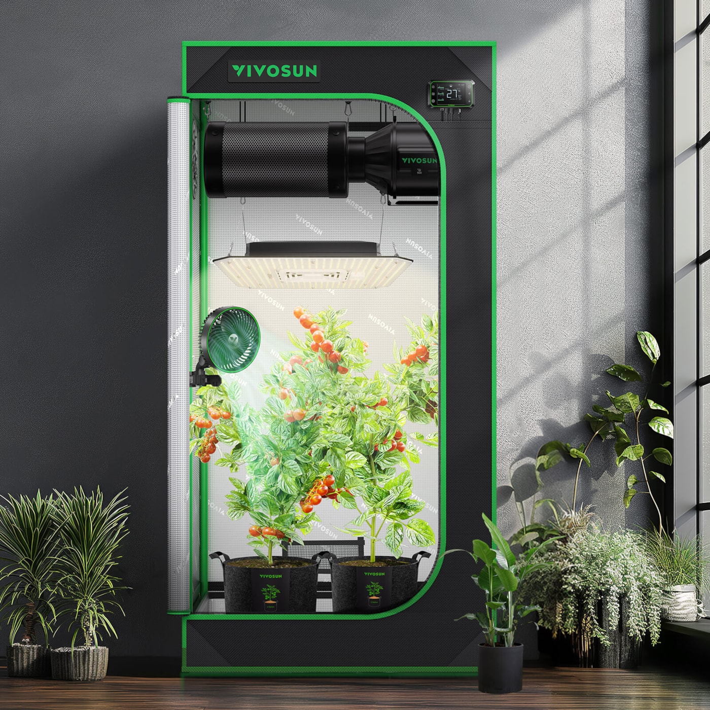 VIVOSUN Growbox 60x60x120 cm S224 für kontrollierte Pflanzenaufzucht im Innenbereich