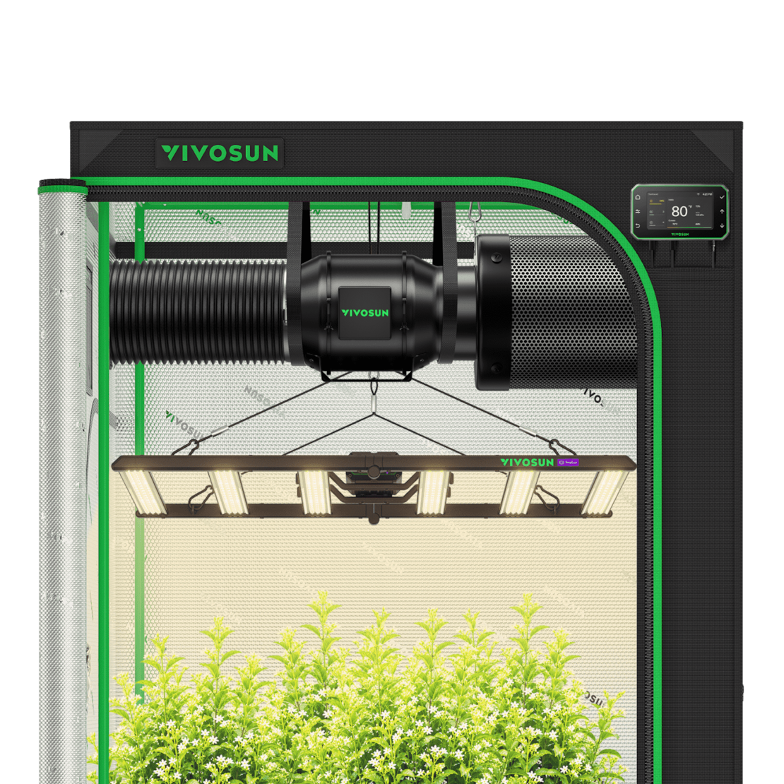 VIVOSUN Smart Growbox Komplettset 120x120x200 cm mit LumaLight 500W und GrowHub E42A+