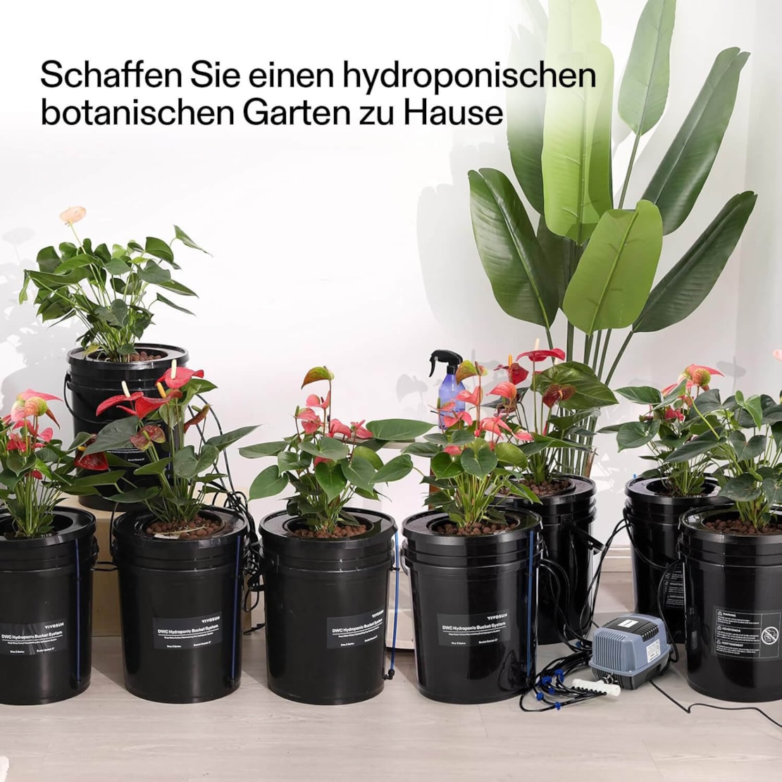 VIVOSUN DWC Hydroponik-System 18,9 L – 8-Eimer-Kit Top-Drip