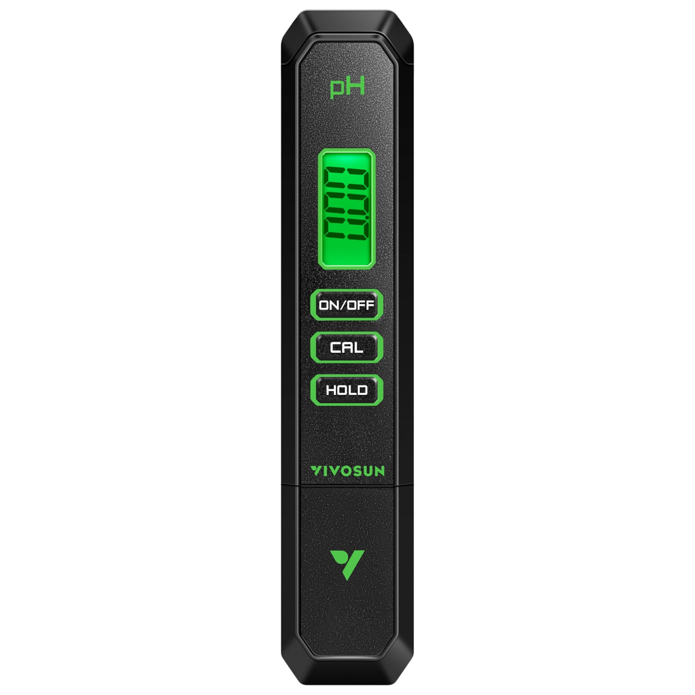 VIVOSUN pH-Tester in Schwarz mit grünem Display zur Messung des pH-Werts