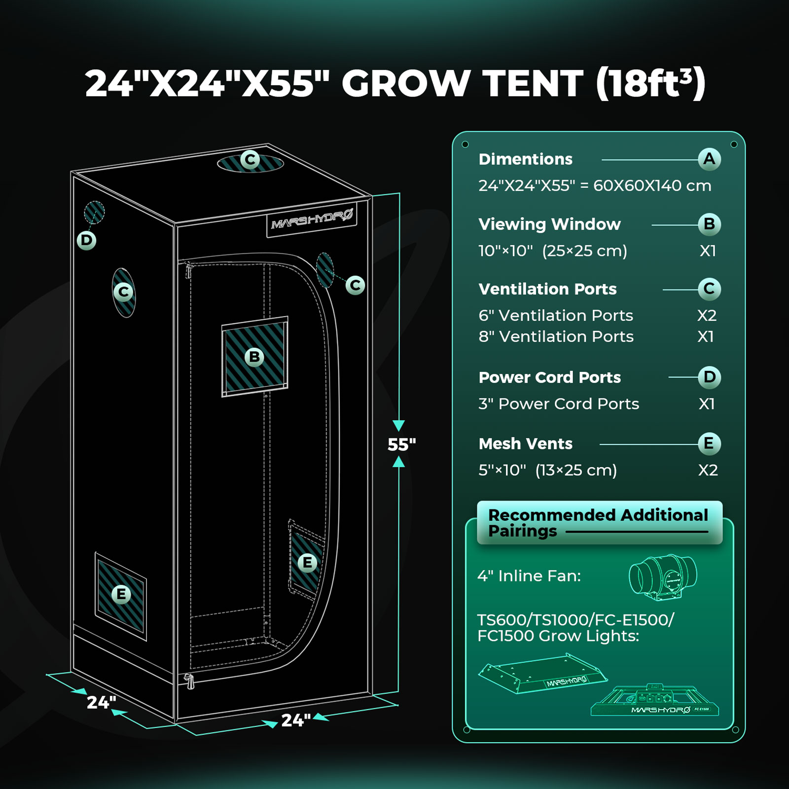 Mars Hydro Growbox 60x60x140 cm