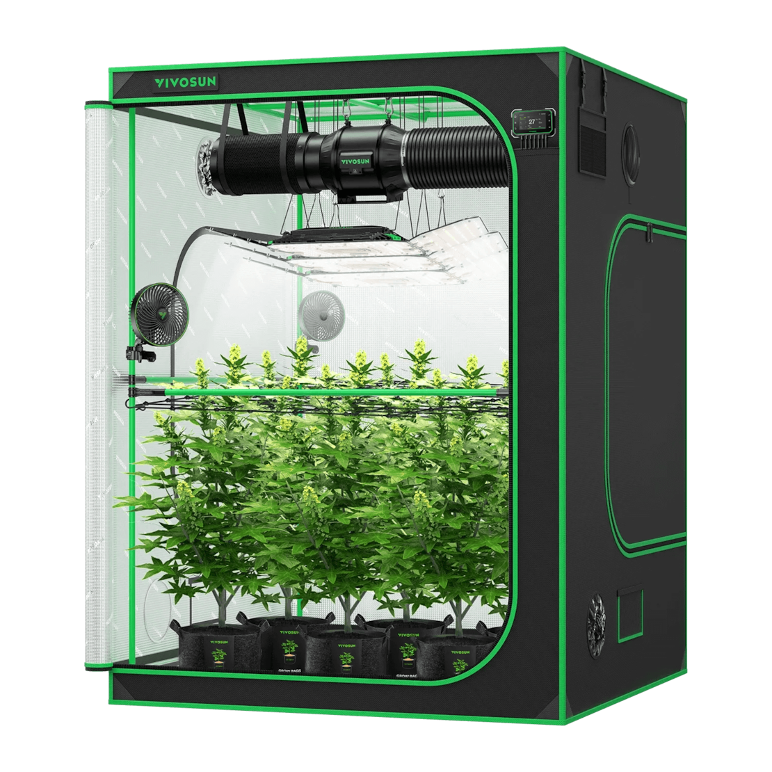 VIVOSUN Smart Growbox Komplettset Pro 150x150x200 cm mit 3x AeroLight Wing 200W und E42A+ Controller