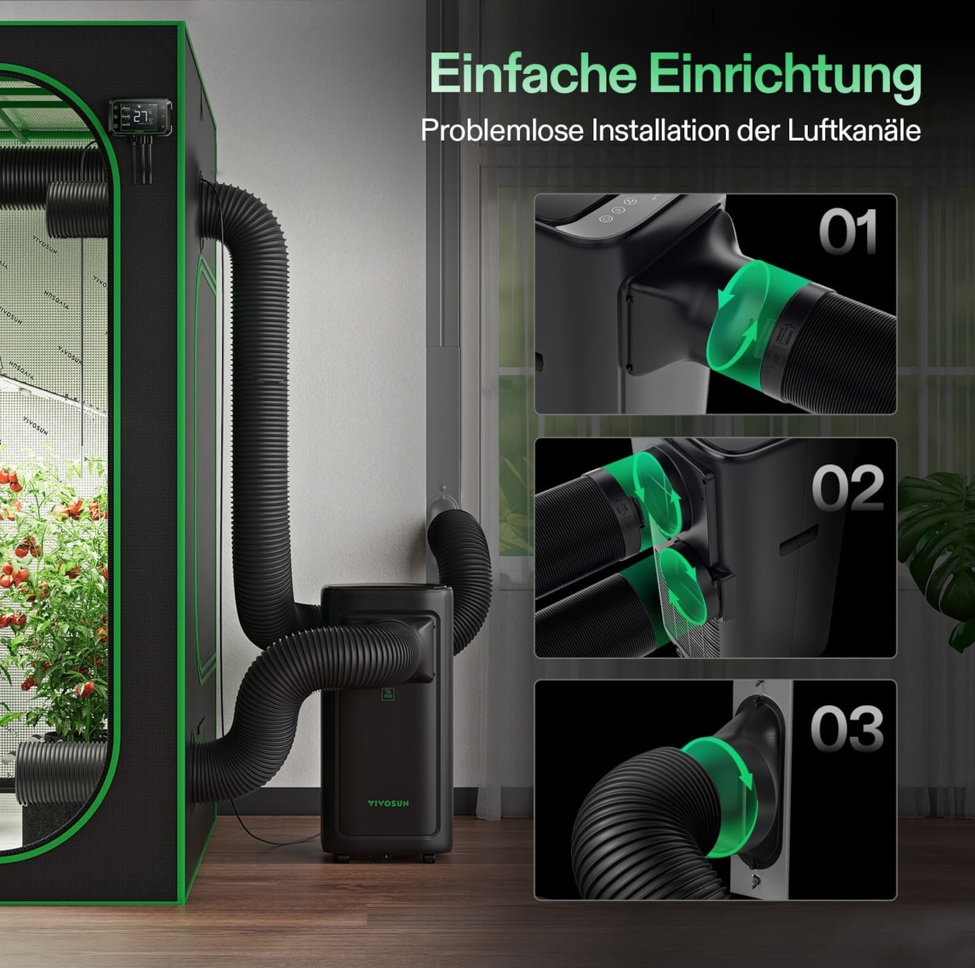 VIVOSUN AeroLush C08 Intelligentes Klimagerät 4-in-1 für Growzelte
