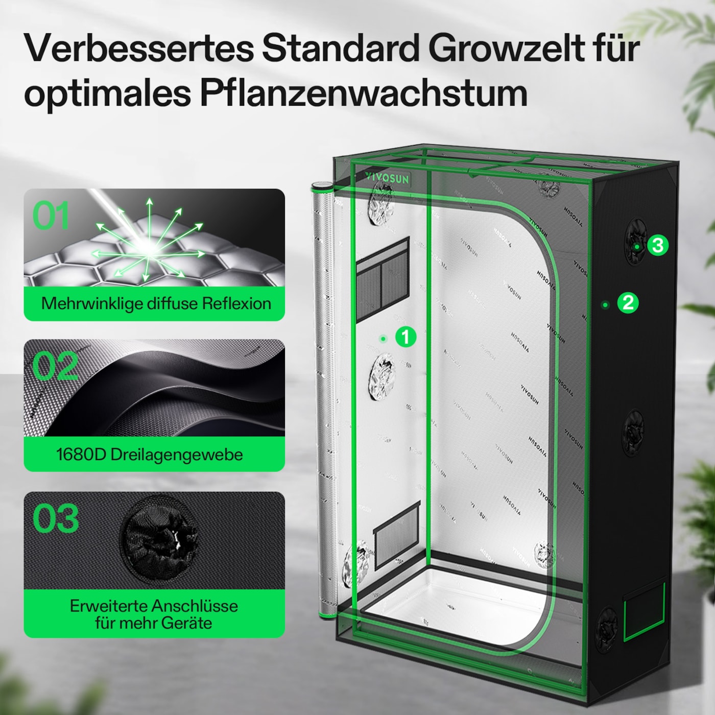 VIVOSUN Smart Growbox Komplettset 120x60x180 cm mit LumaLight 200W und GrowHub E42A+