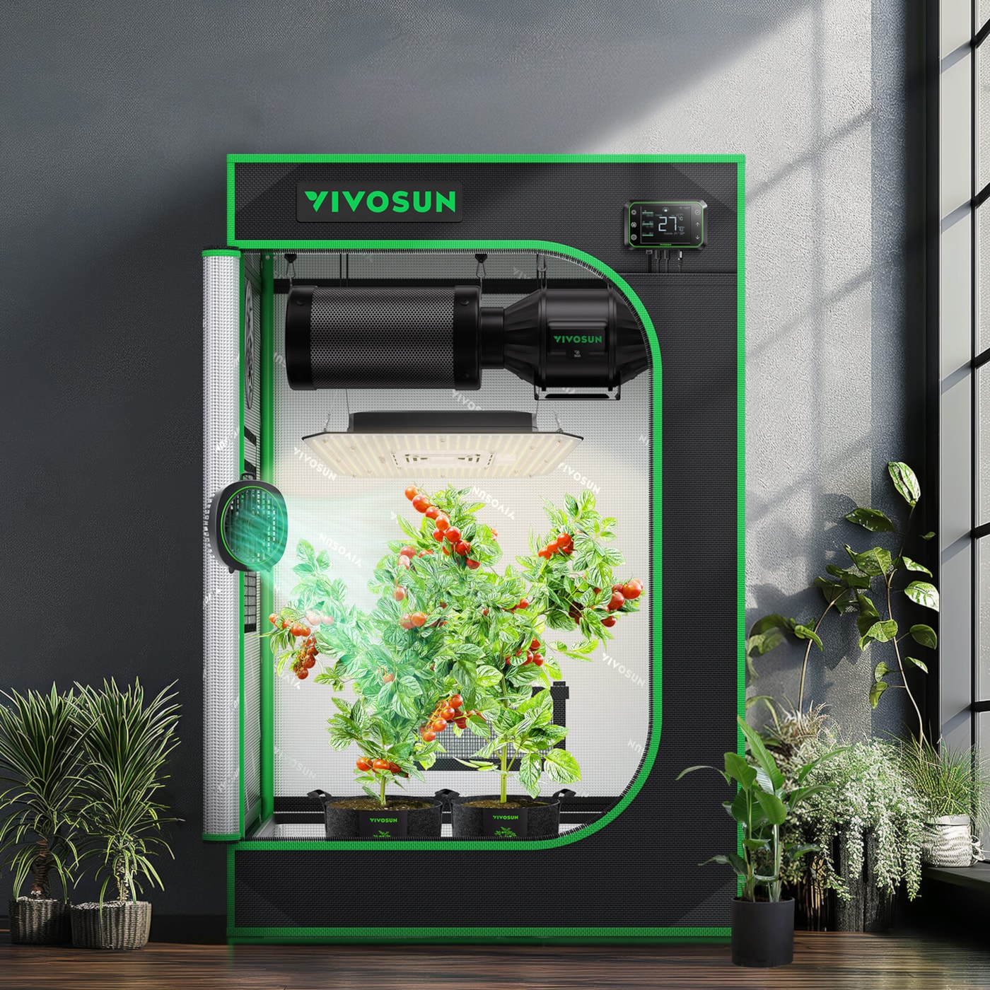 VIVOSUN Growbox 60x60x90 cm S223 für kontrollierte Pflanzenaufzucht im Innenbereich