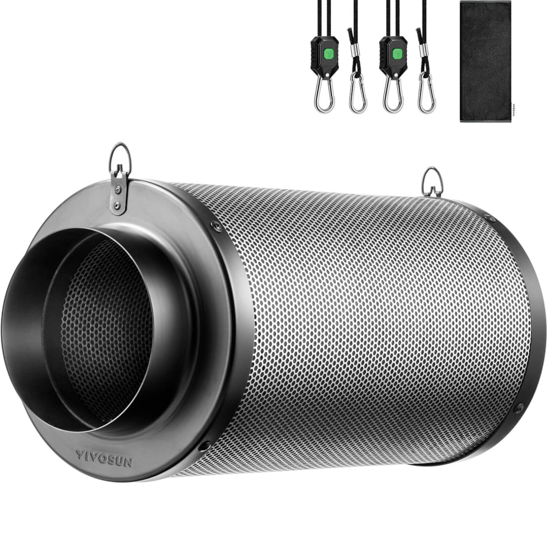 VIVOSUN Aktivkohlefilter 15 cm Flansch bis 650 m³/h – Schwarz