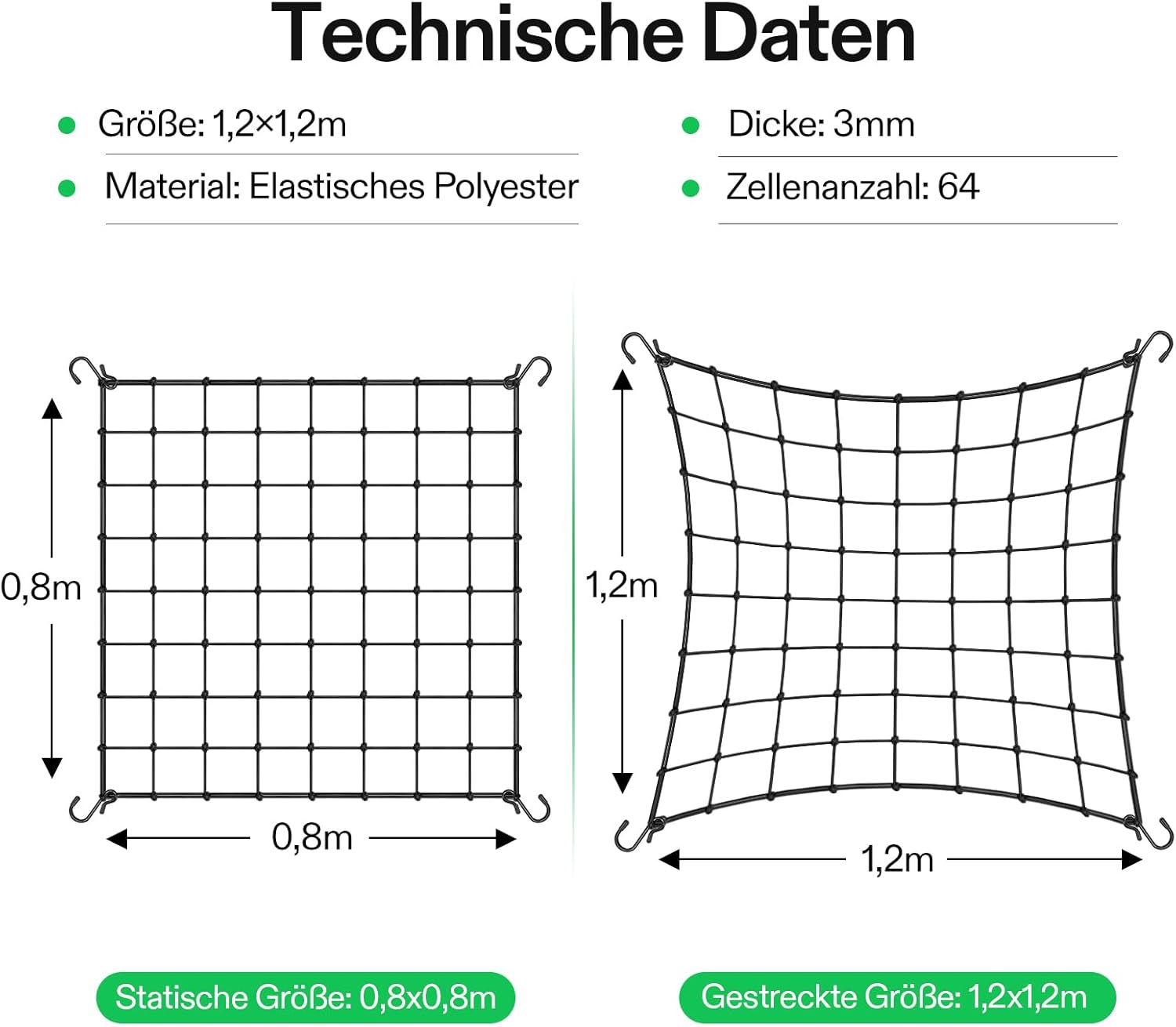 VIVOSUN Trellis Netz 120x120 cm mit 4 Haken