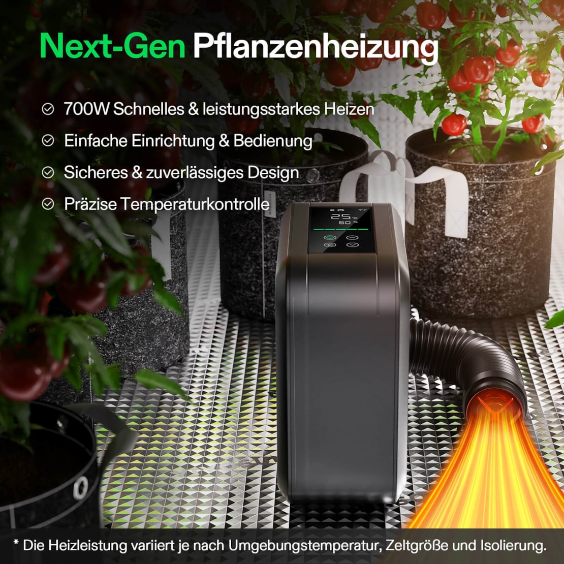 VIVOSUN AeroFlux Smart Growzelt Heizung 700W mit VPD-Steuerung