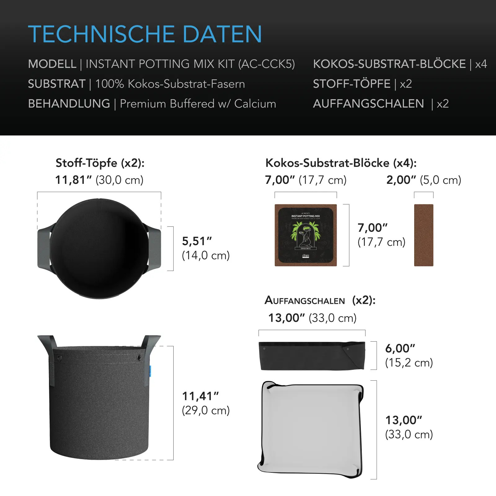 AC Infinity Kokossubstrat Kit 2 Pflanzen Starter Set