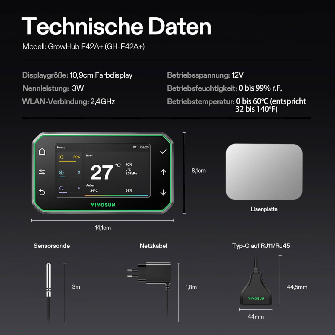 VIVOSUN GrowHub E42A+ WLAN-Controller für Growzelte
