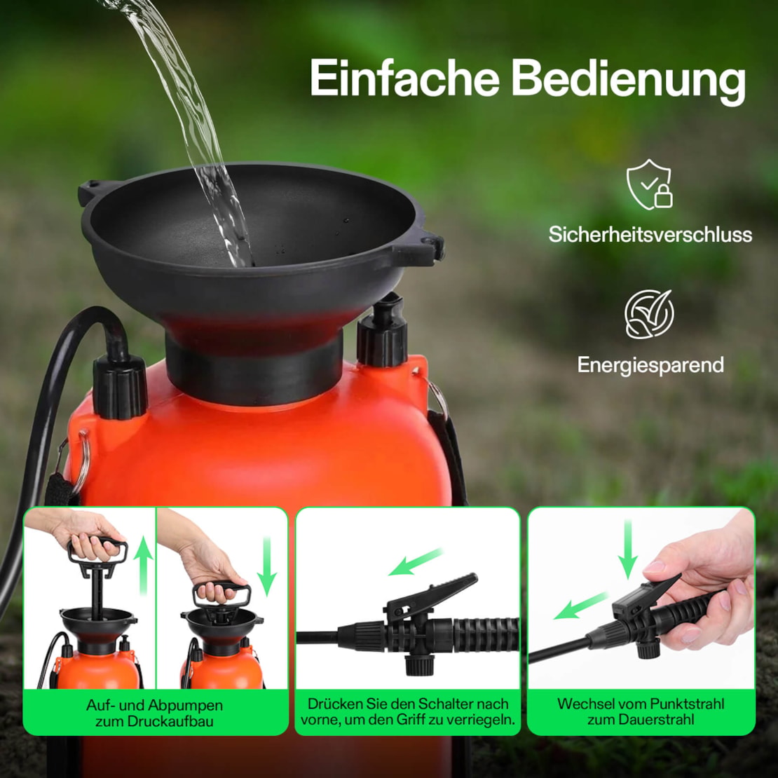 VIVOSUN Pumpendrucksprüher mit verstellbarer Düse 5 Liter