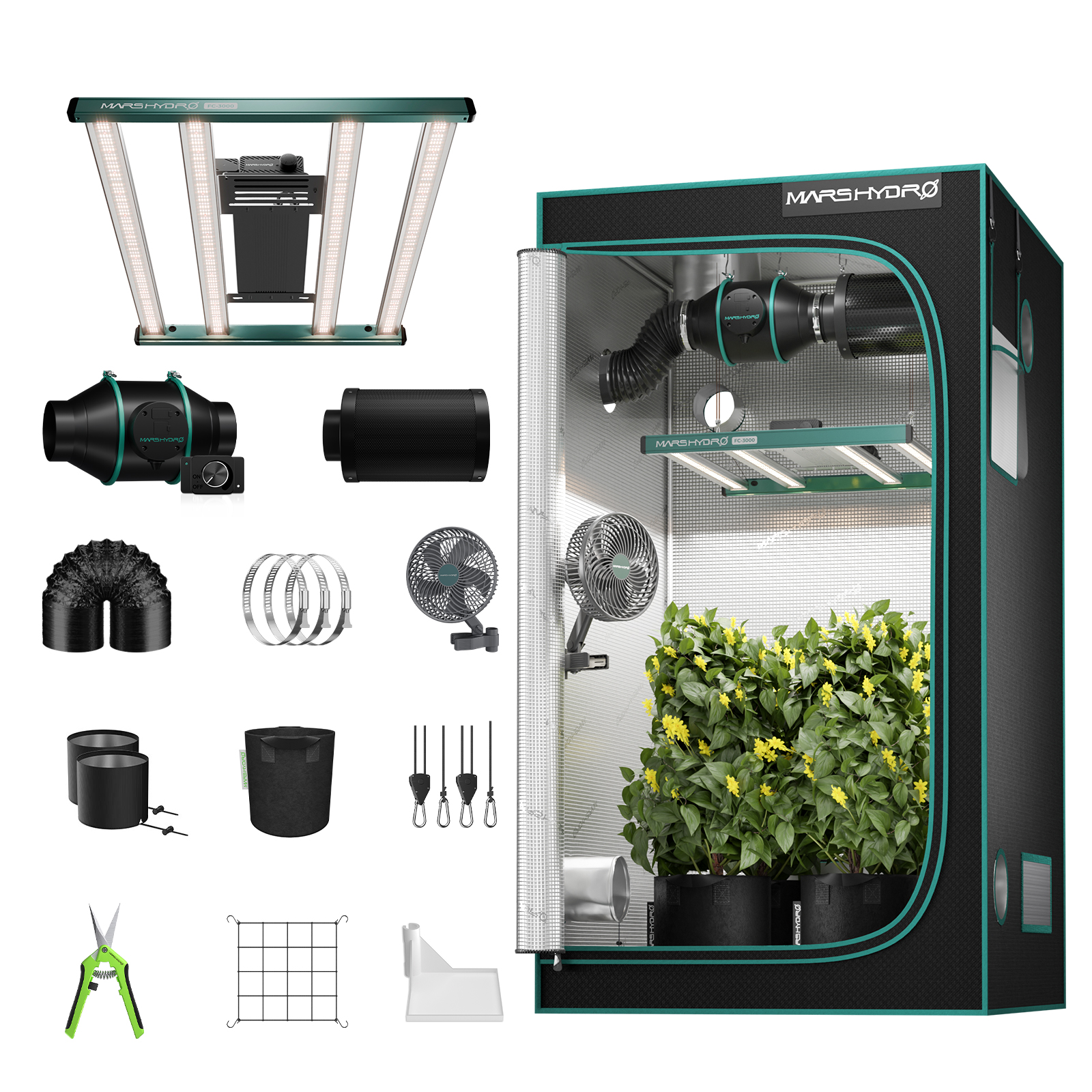 Mars Hydro FC 3000 Growbox Komplettset 300W LED 100x100x180 cm