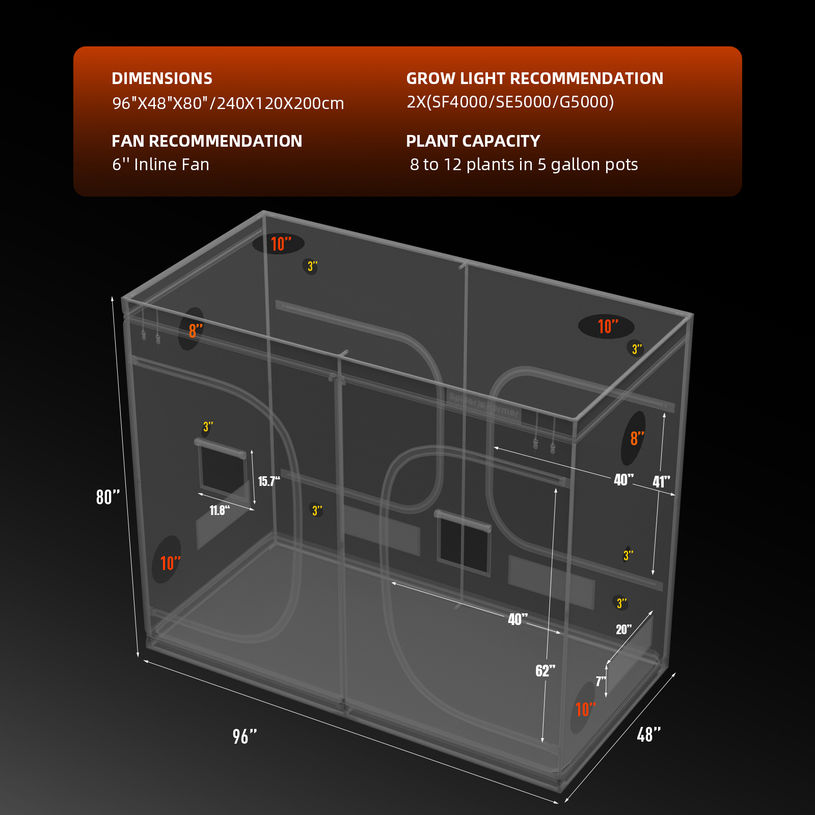 Spider Farmer Growbox 240x120x200 cm