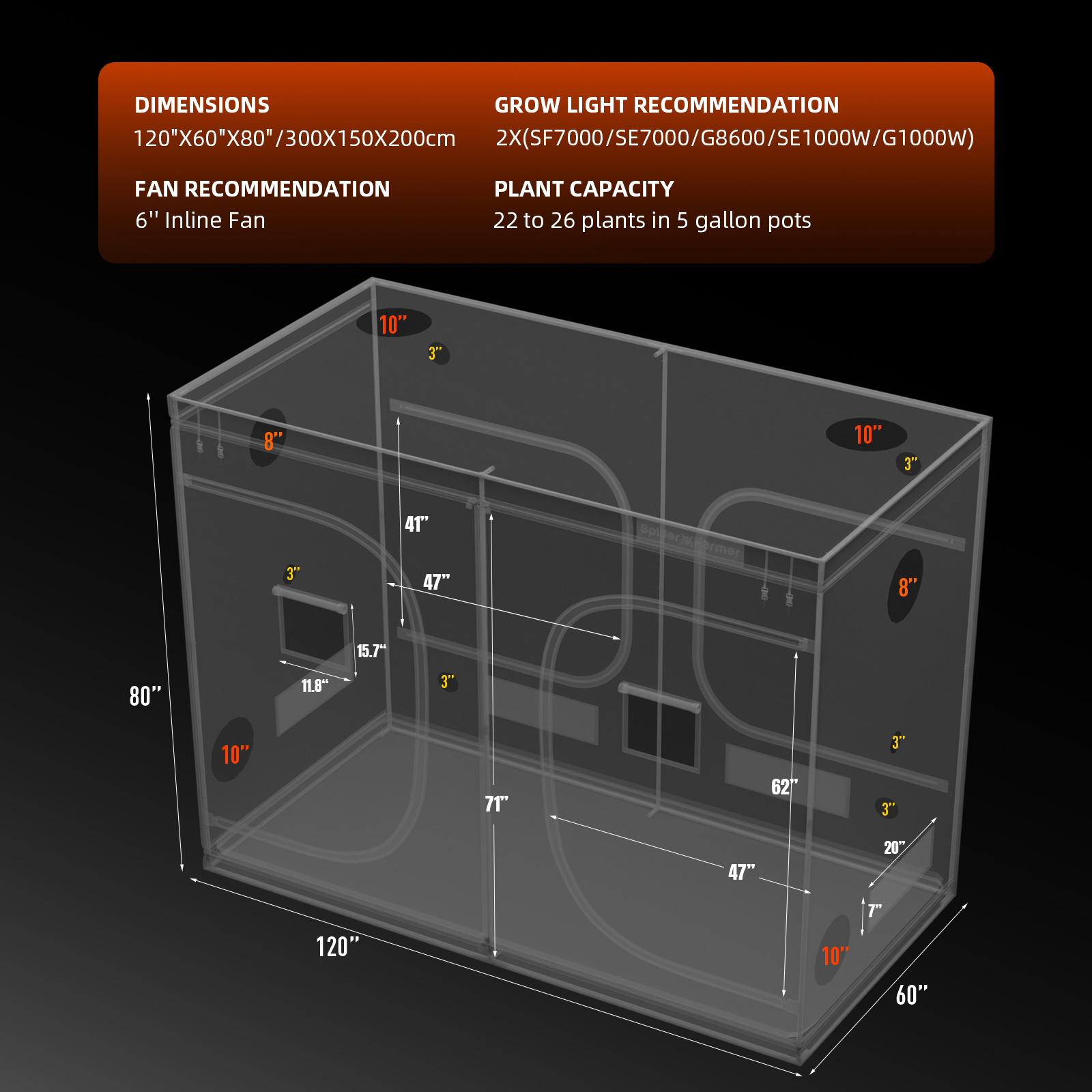 Spider Farmer Growbox 300x150x200 cm