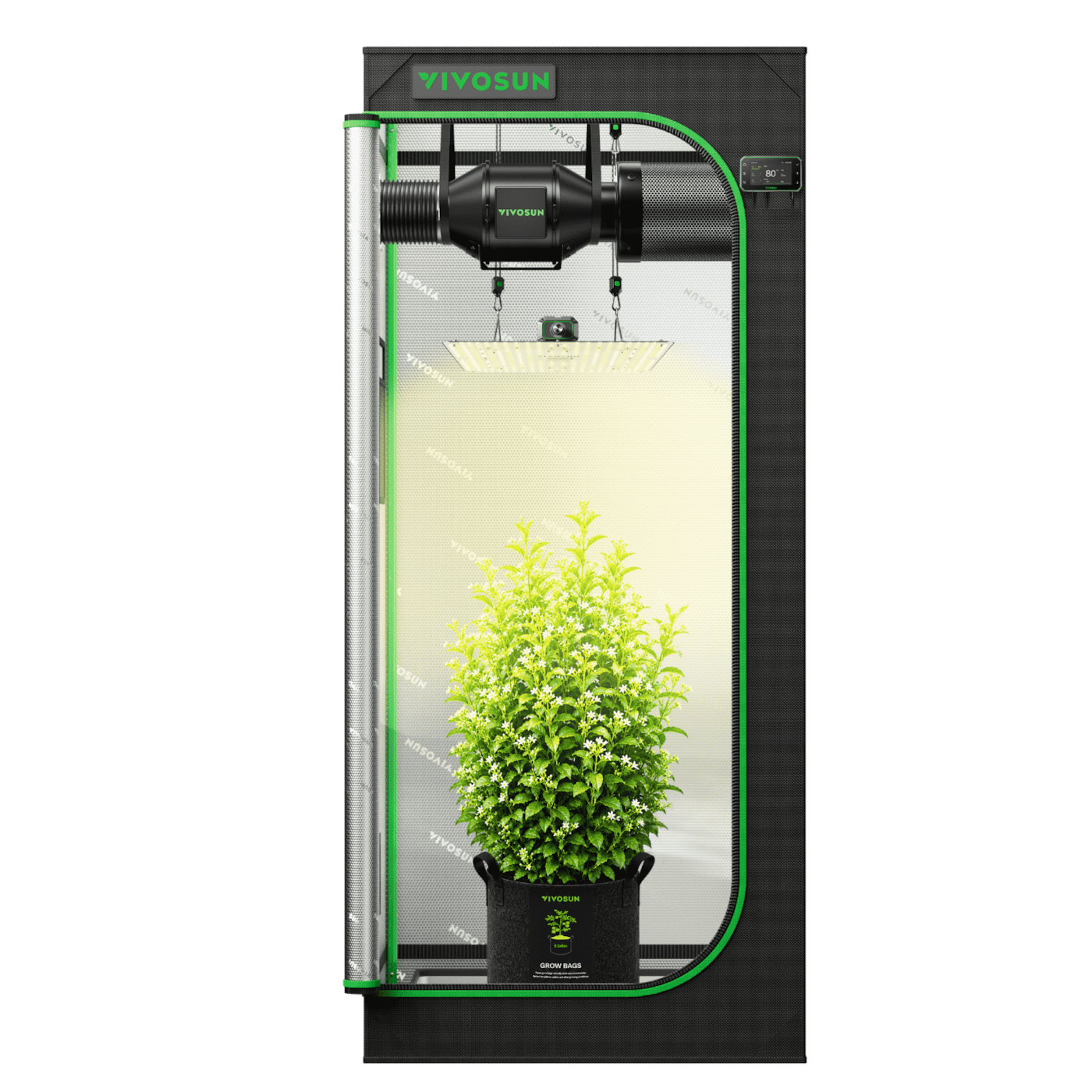 VIVOSUN Smart Growbox Komplettset 70x70x160 cm mit LumaLight 150W und GrowHub E42A+