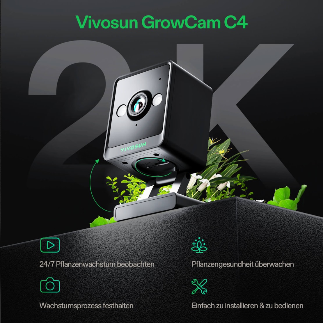 VIVOSUN smarte Grow Kamera C4 mit 2K QHD WLAN
