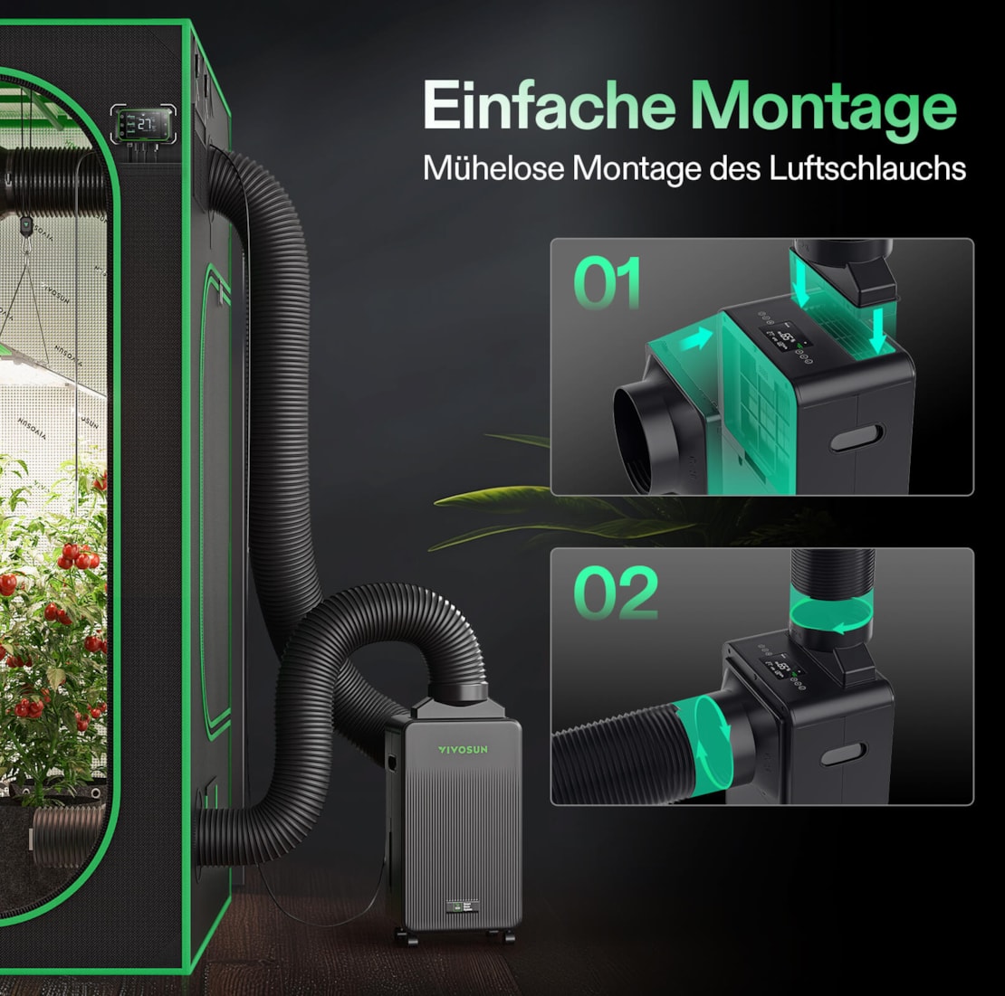 VIVOSUN AeroDrain D12 Smarter Luftentfeuchter für Growboxen bis 12 L/Tag
