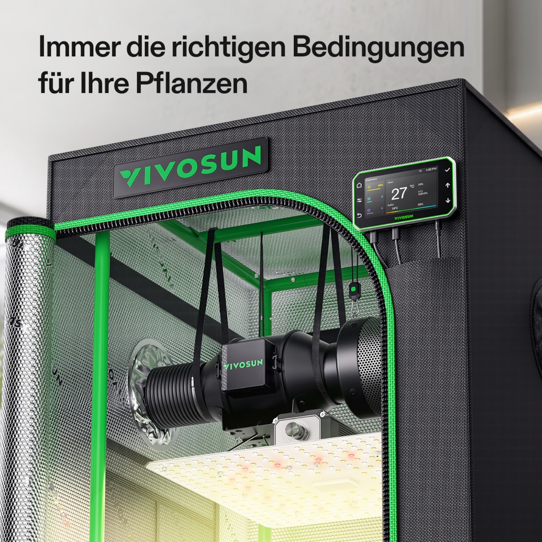 VIVOSUN Smart Growbox Komplettset 60x60x120cm mit LumaLight 100W und E42A+ Controller