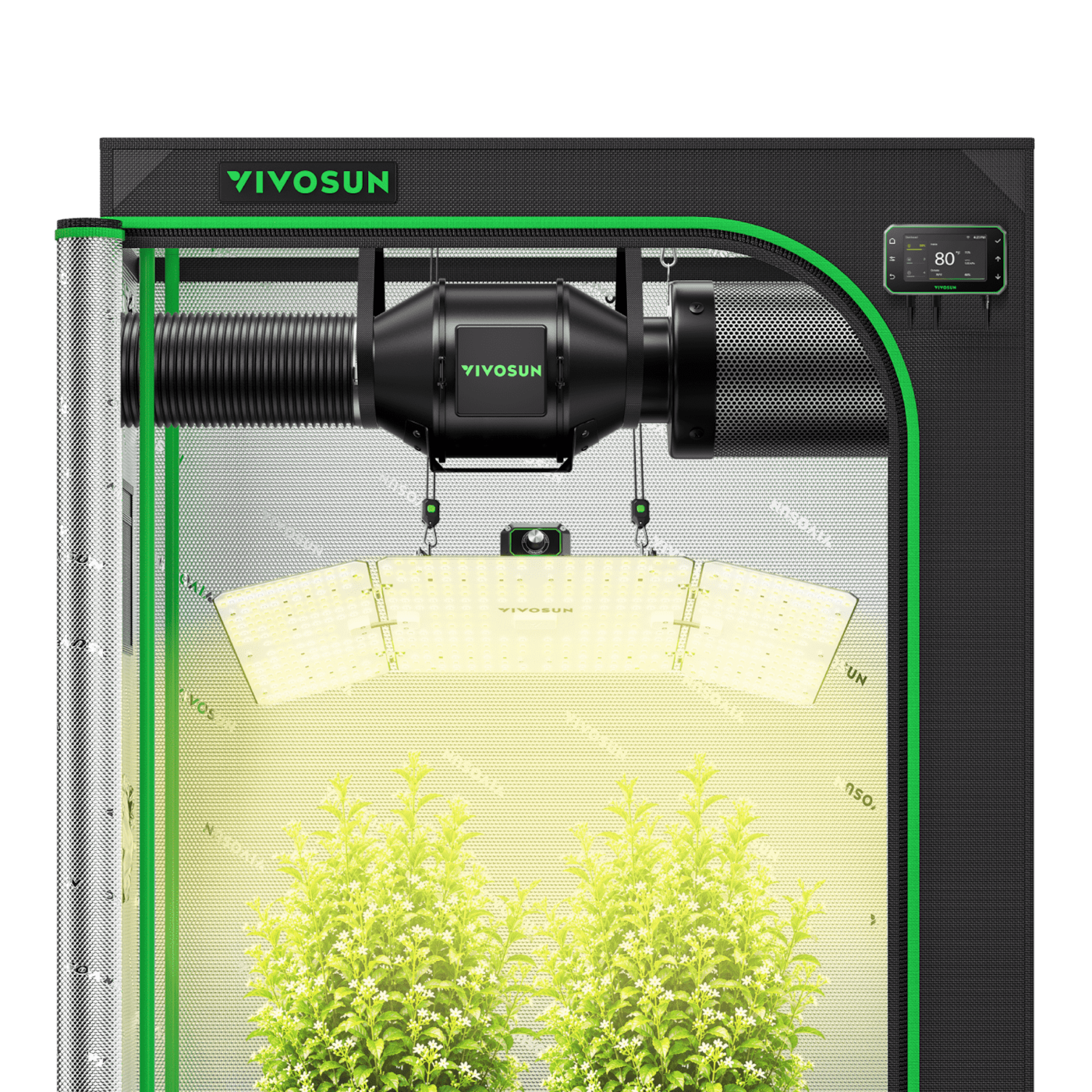 VIVOSUN Smart Growbox Komplettset 120x60x180 cm mit LumaLight 200W und GrowHub E42A+