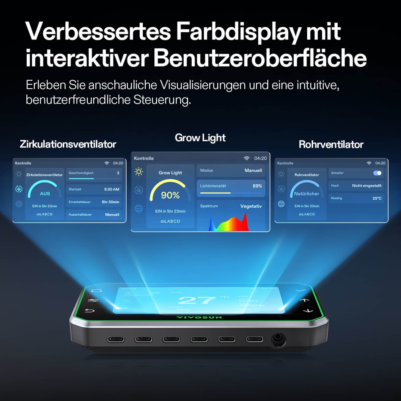 VIVOSUN Smart Growbox Komplettset 120x60x150 cm mit LumaLight 200W und GrowHub E42A+