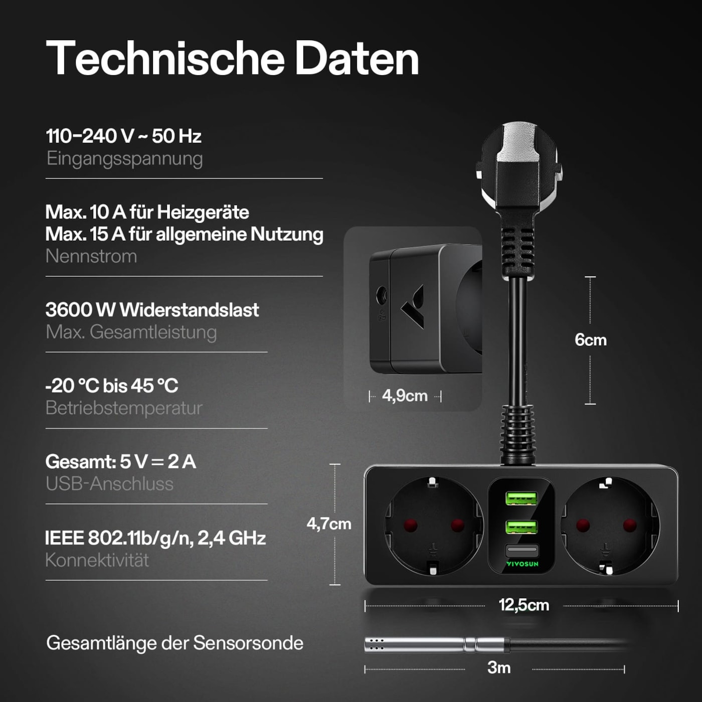 VIVOSUN GrowHub Outlet Controller A22 mit Temperatur- und Feuchtigkeitssensor