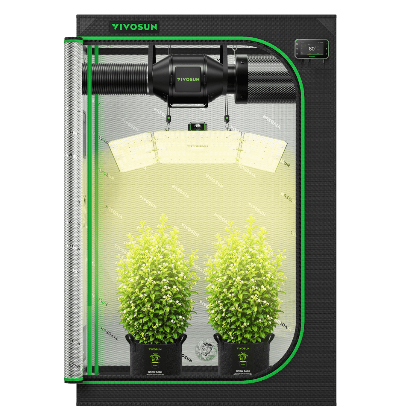 VIVOSUN Smart Growbox Komplettset 120x60x180 cm mit LumaLight 200W und GrowHub E42A+