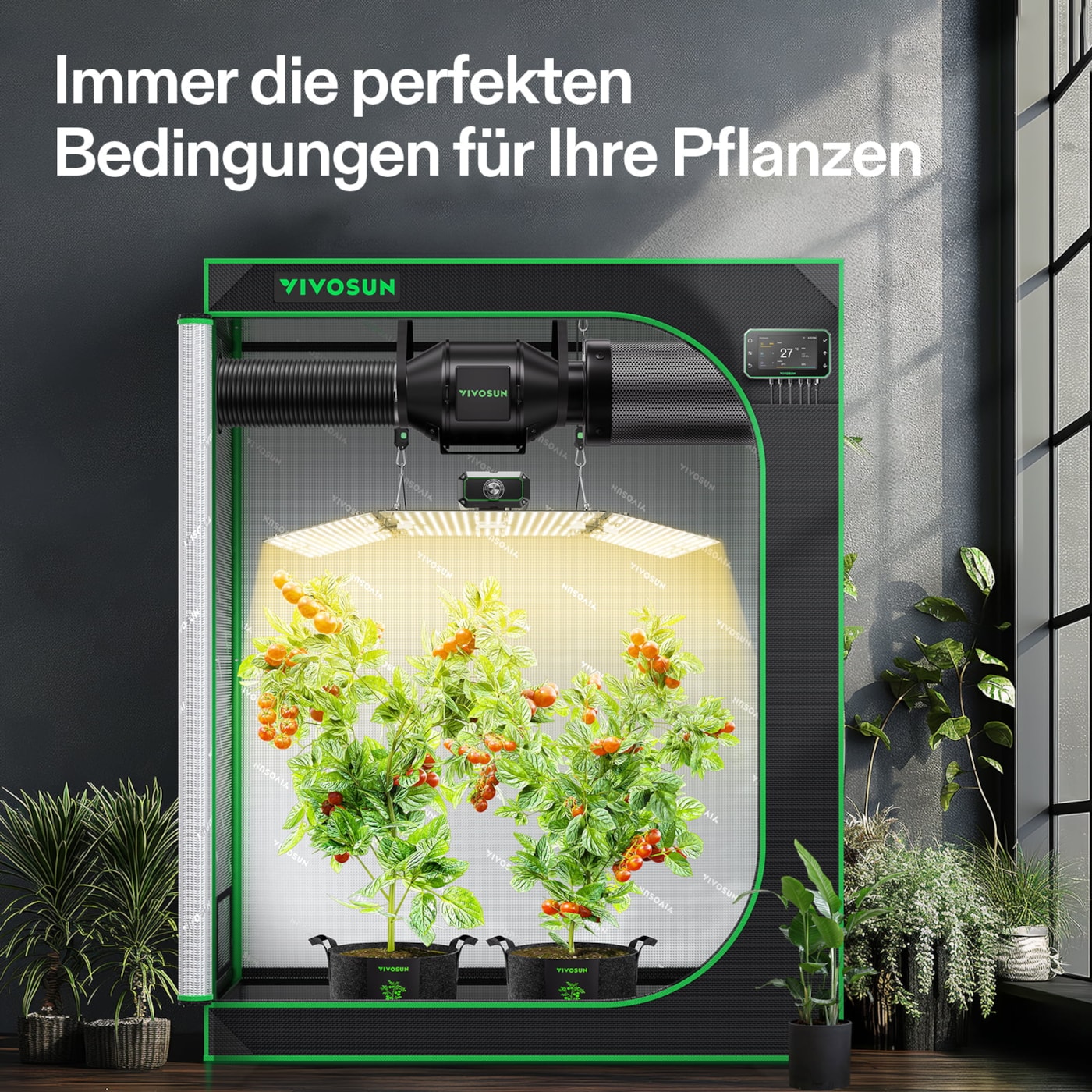 VIVOSUN Smart Growbox Komplettset 120x60x150 cm mit LumaLight 200W und GrowHub E42A+