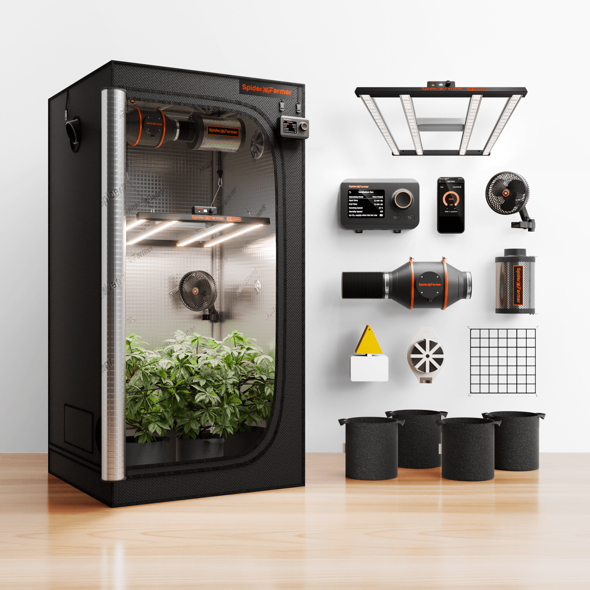 Spider Farmer Komplettset 90×90×180 cm G3000 mit GGS Controller