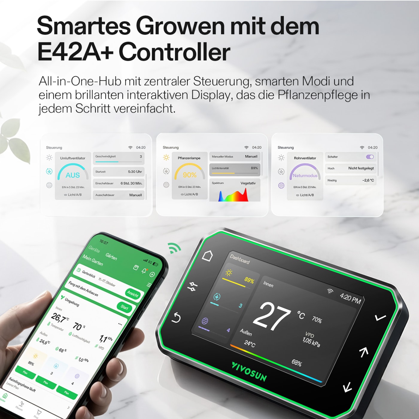 VIVOSUN Smart Growbox Komplettset 120x60x180 cm mit LumaLight 200W und GrowHub E42A+