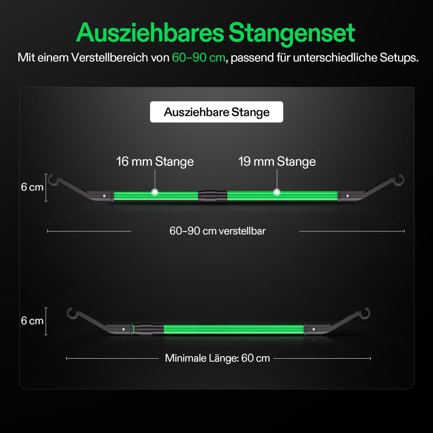 VIVOSUN High CFM Stangen Set 60–90 cm für Growbox und Growzelt