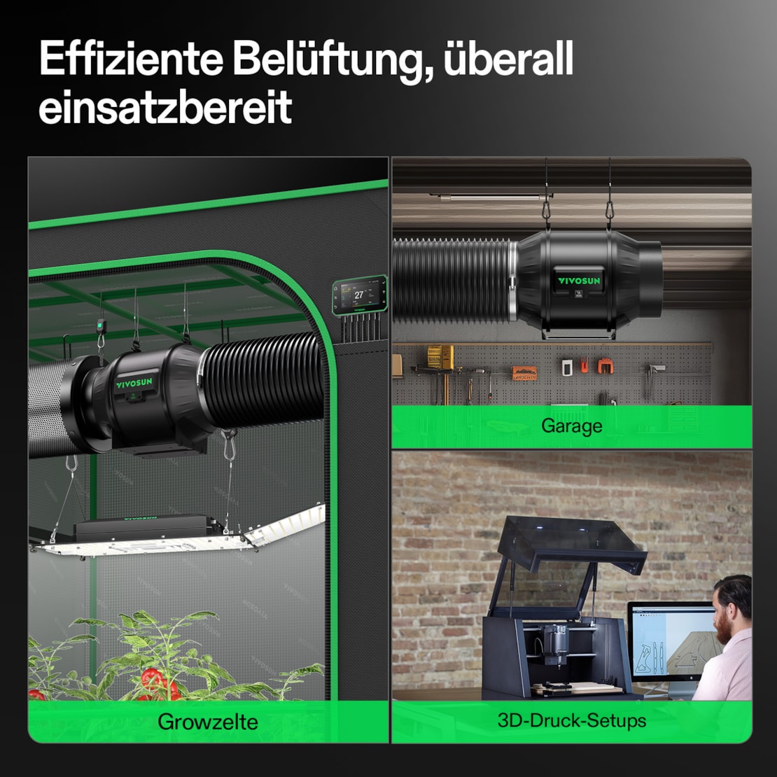 VIVOSUN AeroZesh T4 Smart Luftfiltration Kit Pro 10 cm mit E42A+ Controller