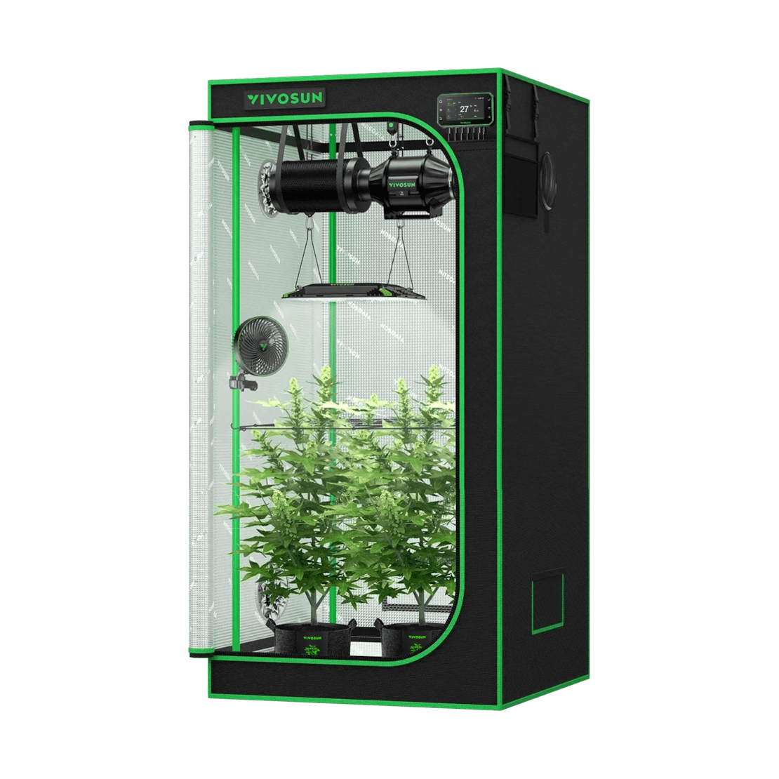 VIVOSUN Smart Growbox Komplettset Pro 80x80x160 cm mit AeroLight 100W und E42A+ Controller