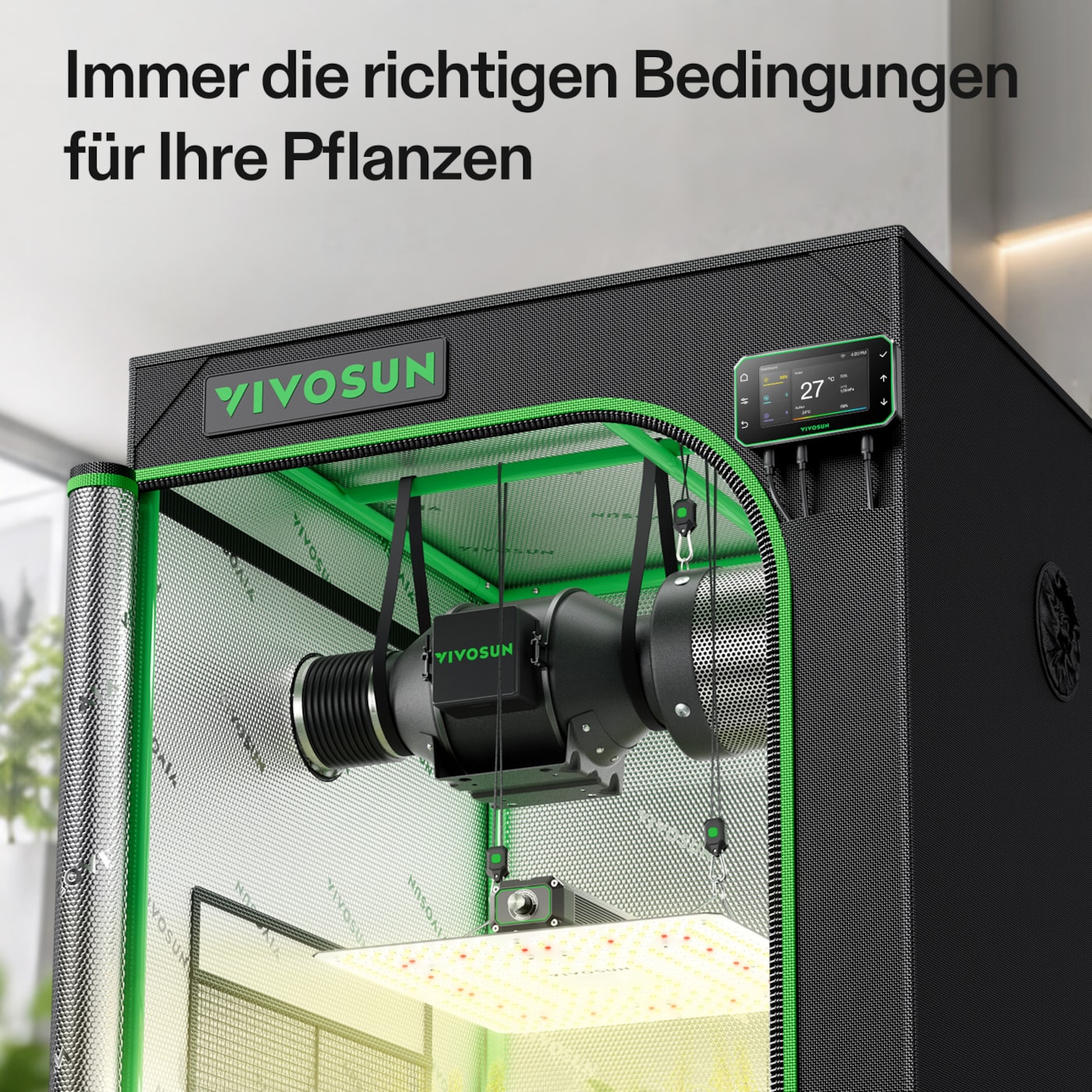 VIVOSUN Smart Growbox Komplettset 70x70x160 cm mit LumaLight 150W und GrowHub E42A+